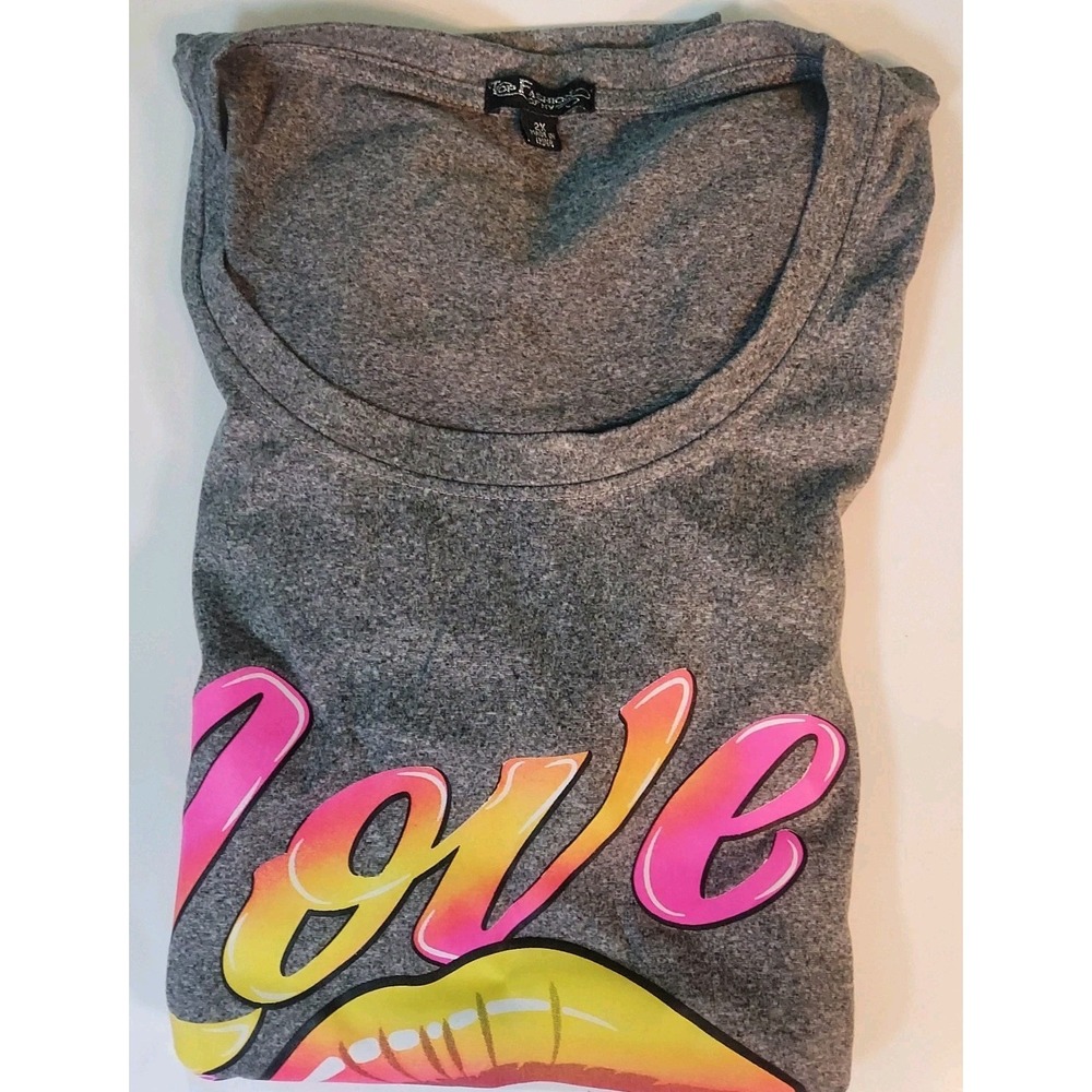 Top Fashion Of Ny Ladies Graphic Top 2x Love The Hustle Gray‎